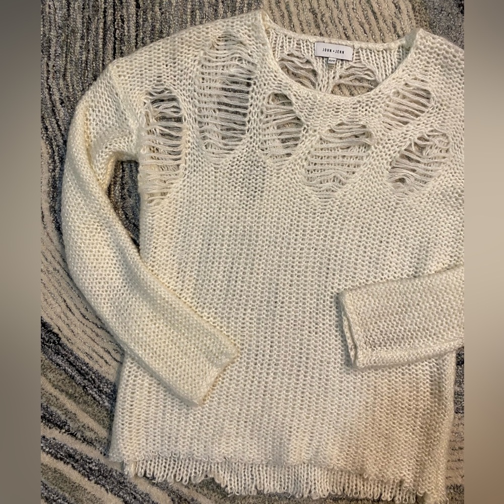 JOHN + JENN Distressed Frayed Edge Sweater - Picture 5 of 6